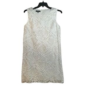 Lafayette 148 White Sleeveless Sheath Dress Geometric Fringe Applique Lined Sz M